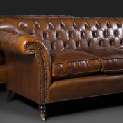Buttoned Three Seater Ibsen Sofa in Leather